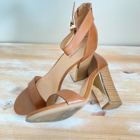 Call It Spring Chunky Heeled Ankle Strap Women’s Sandals - Tan / Brown - Picture 14 of 15